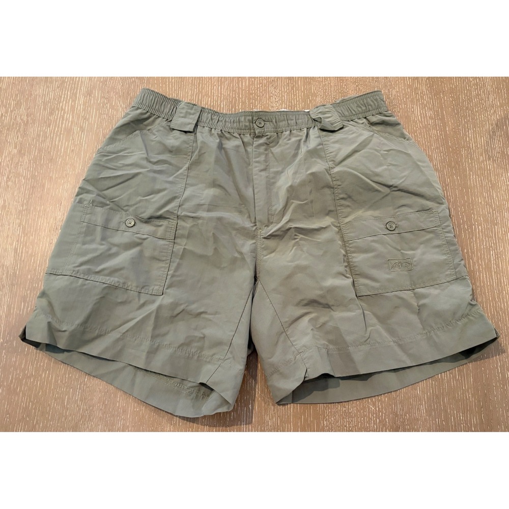 AFTCO Mens Size 42 Khaki Cargo Fishing Shorts Outdoor Utility Pockets USA Fabric